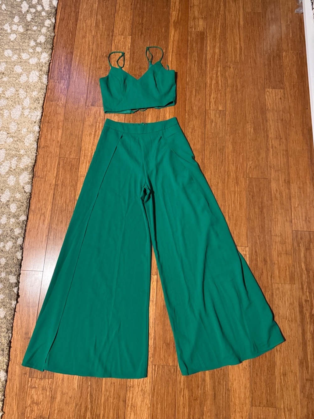 Lulu's Emerald Green Wide-Leg Palazzo Pants